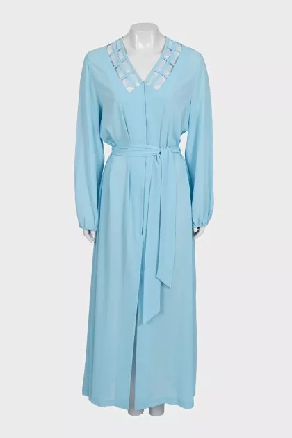 Semi-sheer maxi dress with embroidery
