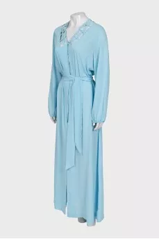 Semi-sheer maxi dress with embroidery