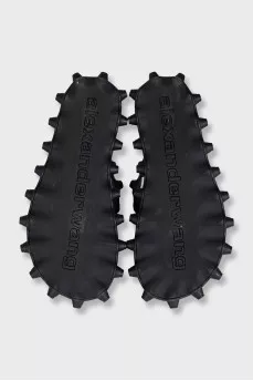 Black flip-flops with a chunky sole