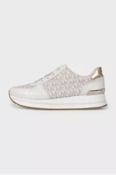 Beige sneakers with a signature print