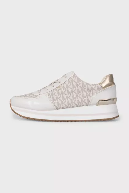 Beige sneakers with a signature print