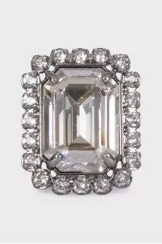 Silver ring with a large crystal
