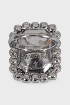 Silver ring with a large crystal