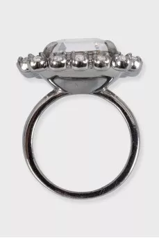 Silver ring with a large crystal