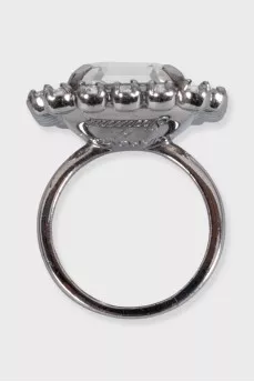 Silver ring with a large crystal