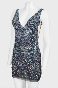 Evening multicolored sequins dress