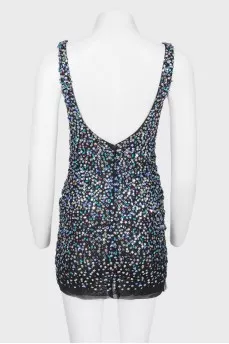 Evening multicolored sequins dress