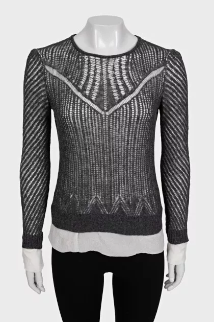 Gray jumper made of wool and silk