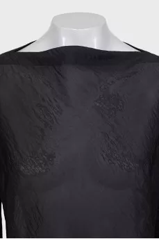Black midi dress with long voluminous sleeves
