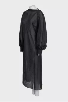 Black midi dress with long voluminous sleeves