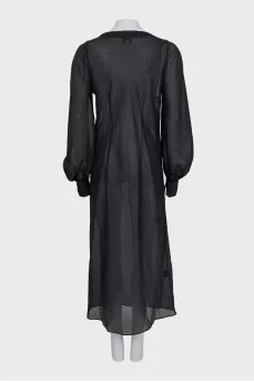 Black midi dress with long voluminous sleeves