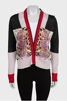 Cardigan with printed buttons