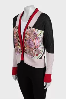 Cardigan with printed buttons