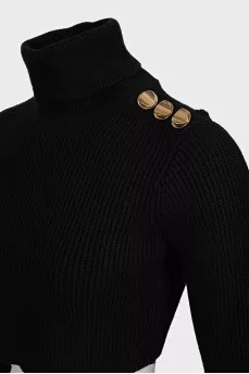Black cropped turtleneck sweater