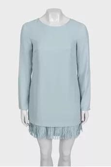 Light blue dress with decorative fringe