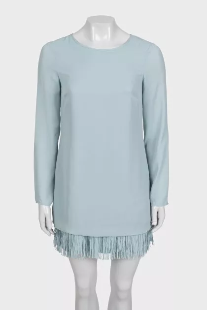 Light blue dress with decorative fringe