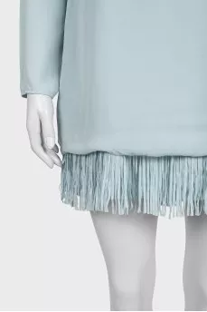 Light blue dress with decorative fringe