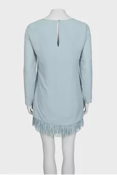 Light blue dress with decorative fringe