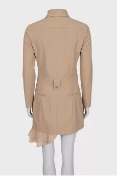Beige dress with patch pockets and a belt