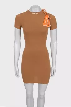 Brown bodycon dress with tag