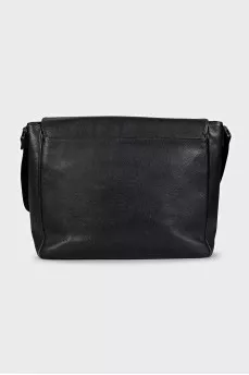 Men's black briefcase with silver logo