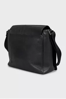 Men's black briefcase with silver logo