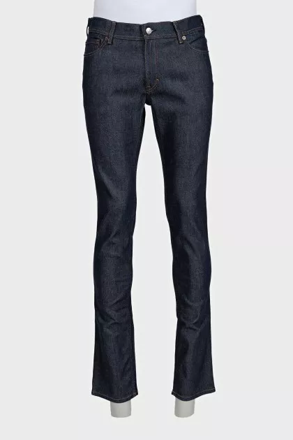 Men's dark blue straight fit jeans with tag