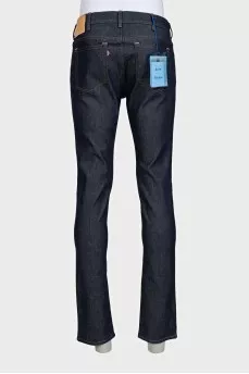 Men's dark blue straight fit jeans with tag