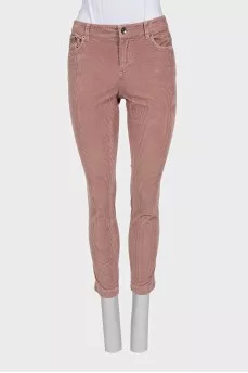 Pink corduroy tapered trousers