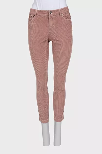 Pink corduroy tapered trousers