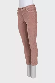 Pink corduroy tapered trousers