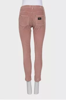 Pink corduroy tapered trousers