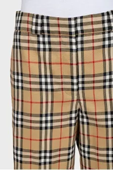 Long wool shorts with signature print