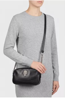 Leather crossbody bag with decoration