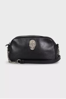 Leather crossbody bag with decoration