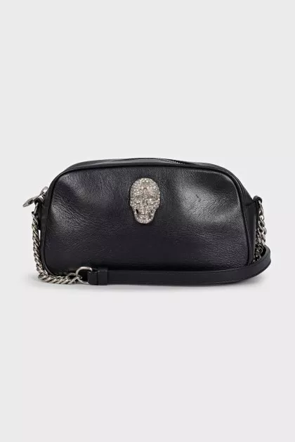 Leather crossbody bag with decoration