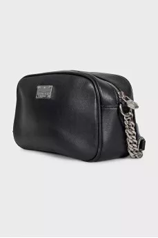 Leather crossbody bag with decoration