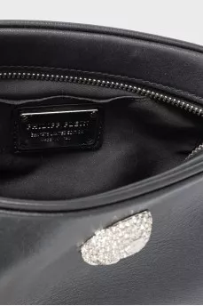 Leather crossbody bag with decoration
