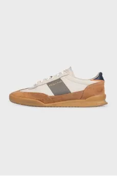 Men's brown sneakers with leather inserts