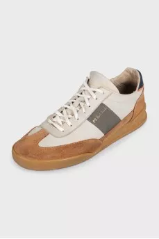 Men's brown sneakers with leather inserts