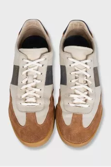 Men's brown sneakers with leather inserts