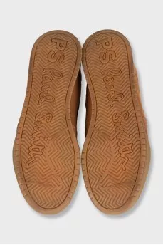 Men's brown sneakers with leather inserts