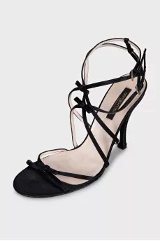 Black satin strappy sandals