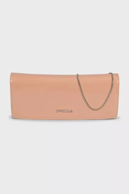 Patent leather clutch on a chain