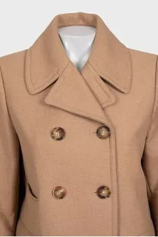 Short double-breasted wool coat