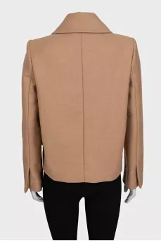 Short double-breasted wool coat