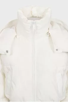 White cropped down jacket with a hood