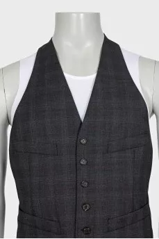 Men's three-piece suit in a checkered print