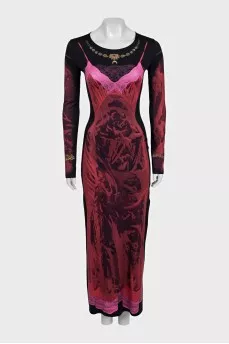 Printed bodycon dress with tag