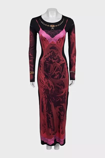 Printed bodycon dress with tag